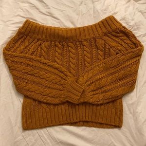 Mustard Yellow Off The Shoulder Forever21 Sweater